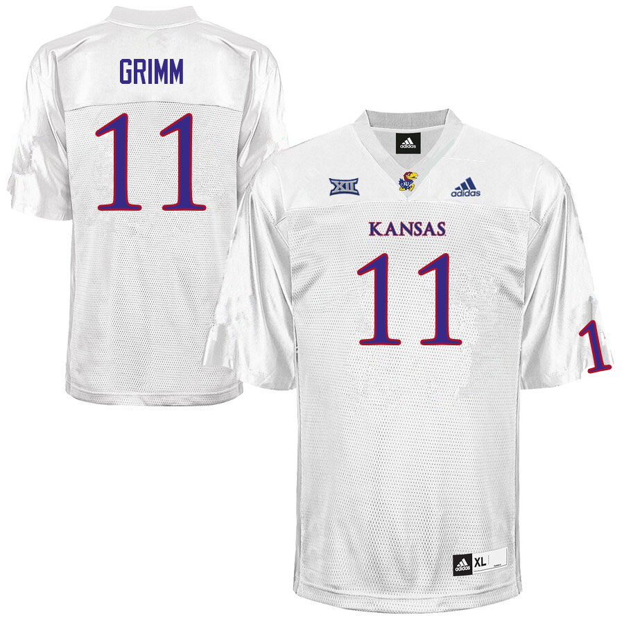 Men #11 Luke Grimm Kansas Jayhawks College Football Jerseys Sale-White